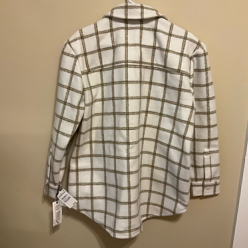 Treasure & Bond Plaid Puff Sleeve Jacket, Ivory Carsonpane. Large. Nwt — image 3 of 8